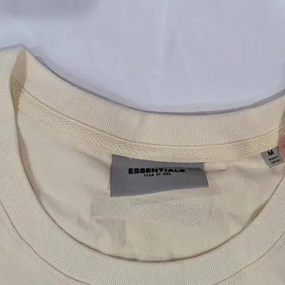 BRAND NEW Fear of God Essentials T-Shirt Cream Applique Logo SS20 Pacsun Size M